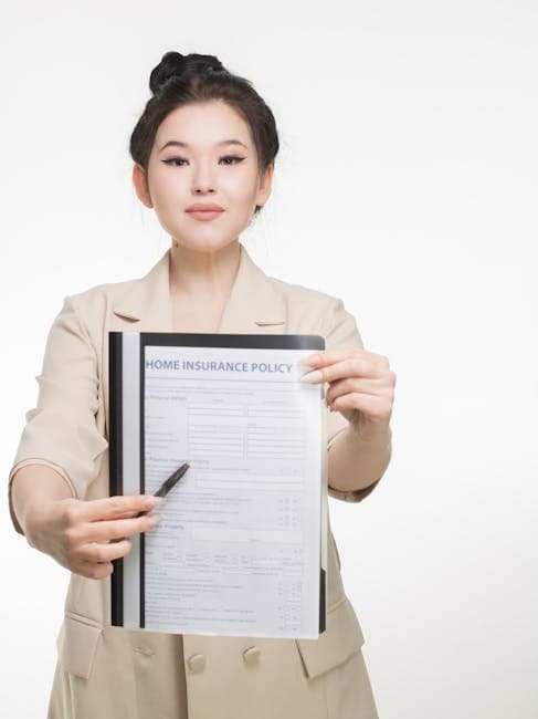 Professional woman showcasing a home insurance policy document with confidence and clarity.